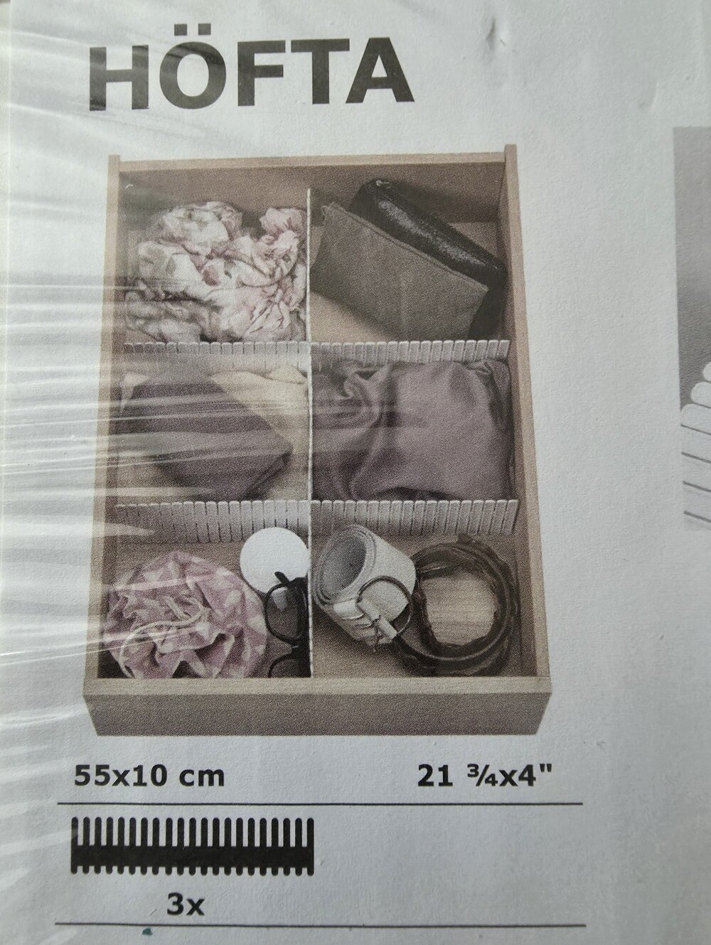IKEA HÖFTA drawer divider, designed to be cut to size for personalized